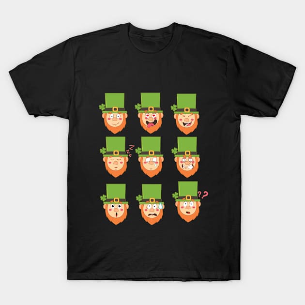 Leprechaun Emoji St Patrick's Day Emoticons Boys Girls Kids T-Shirt T-Shirt by BeHappy12